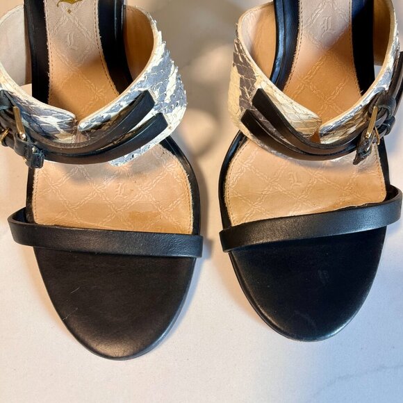 L.A.M.B. Black Grey & Snakeskin Heels Size 10 (fits 9) - Picture 7 of 16